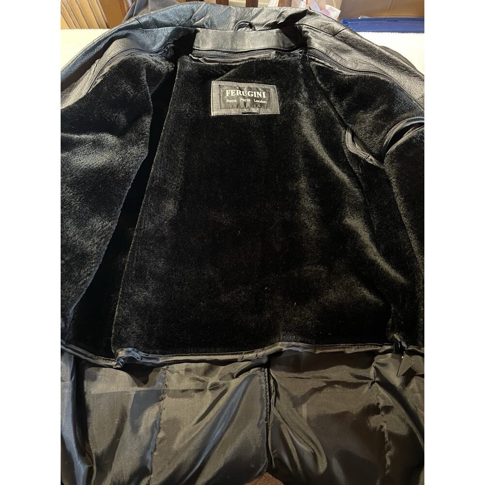 Ferugini M / L Leather Western Blazer Jacket Removable Lining Black Brown - Picture 13 of 15
